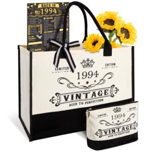 30th birthday gifts for women canvas tote bag travel gear, unique 30 years old birthday gifts for mom wife aunt friends her turning 30, vintage 1994 beach bag & cosmetic bag & back in 1994 poster