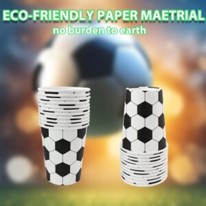 EaciTown Soccer Themed Party Cups 9OZ Paper Soccer Ball Pattern Drinking Cups Soccer Birthday Party Favors Soccer Baby Shower Supplies (30), Standard