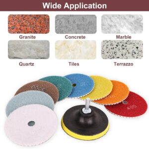 Marble Polishing Kit, 4-inch Diamond Polishing Pads, 12 Pieces Wet/Dry Granite Stone 50-6000 Grit Polishing Pads, Suitable for Polishing Granite and Marble Countertops (12 Pcs Diamond Polishing Pads)