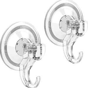 Suction Cup Hooks 2 Pack 4 Pack, Clear Heavy Duty Suction Cup, Waterproof Shower Hooks, Heavy Duty Vacuum Suction Hanger for Wreaths, Shower, Window, Kitchen, Tile, Glass Door (4), PK0222