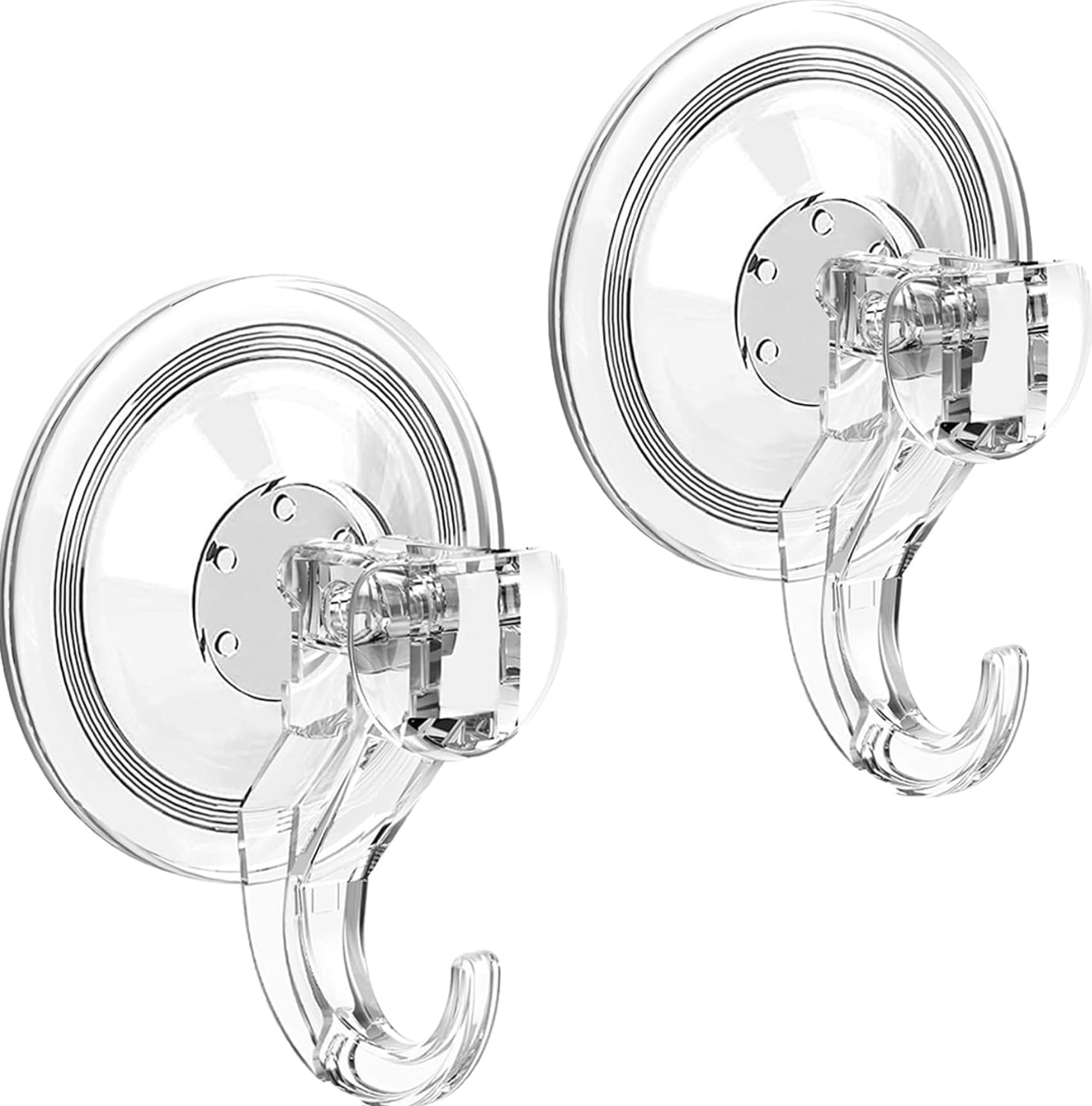 Suction Cup Hooks 2 Pack 4 Pack, Clear Heavy Duty Suction Cup, Waterproof Shower Hooks, Heavy Duty Vacuum Suction Hanger for Wreaths, Shower, Window, Kitchen, Tile, Glass Door (4), PK0222