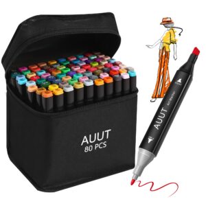 auut alcohol markers, 80 colors dual tip art markers, drawing markers, coloring marker for kids sketching adult coloring