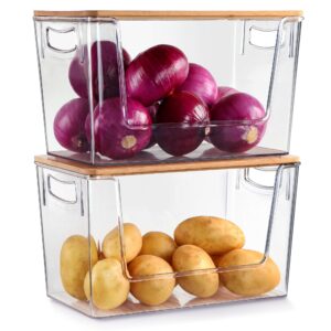 2 Set Pantry Organizer and Storage Stackable Kitchen Pantry Baskets for Onion, Potato, Vegetable, Produce