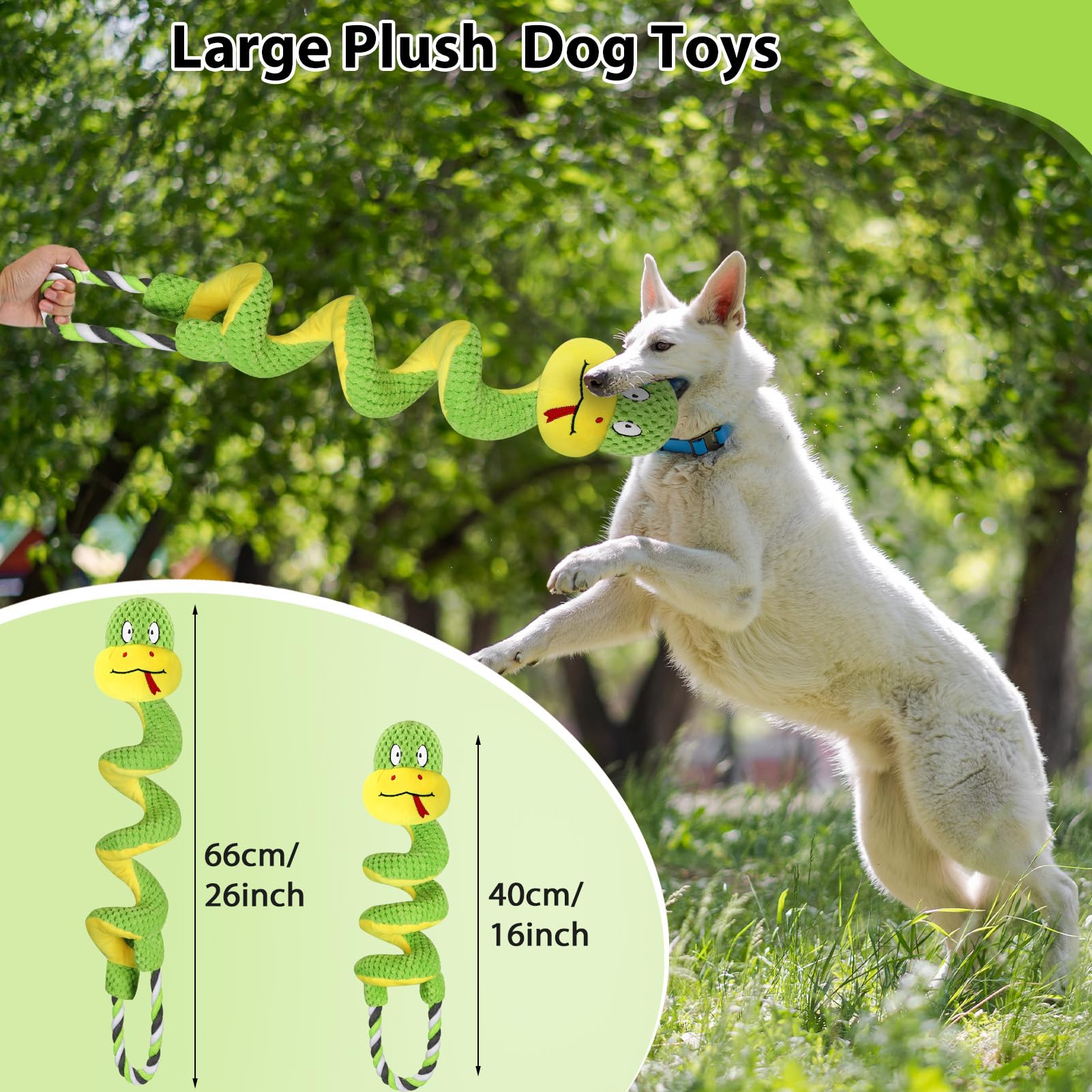 Letsmeet Squeaky Dog Toys for Large Dogs, Interactive Tug of War Puppy Toys with Pull Rope, Stuffed Pet Dog Toys with Soft Fabric Suitable for Small, Medium and Big Dogs