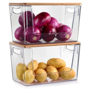 2 set pantry organizer and storage stackable kitchen pantry baskets for onion, potato, vegetable, produce