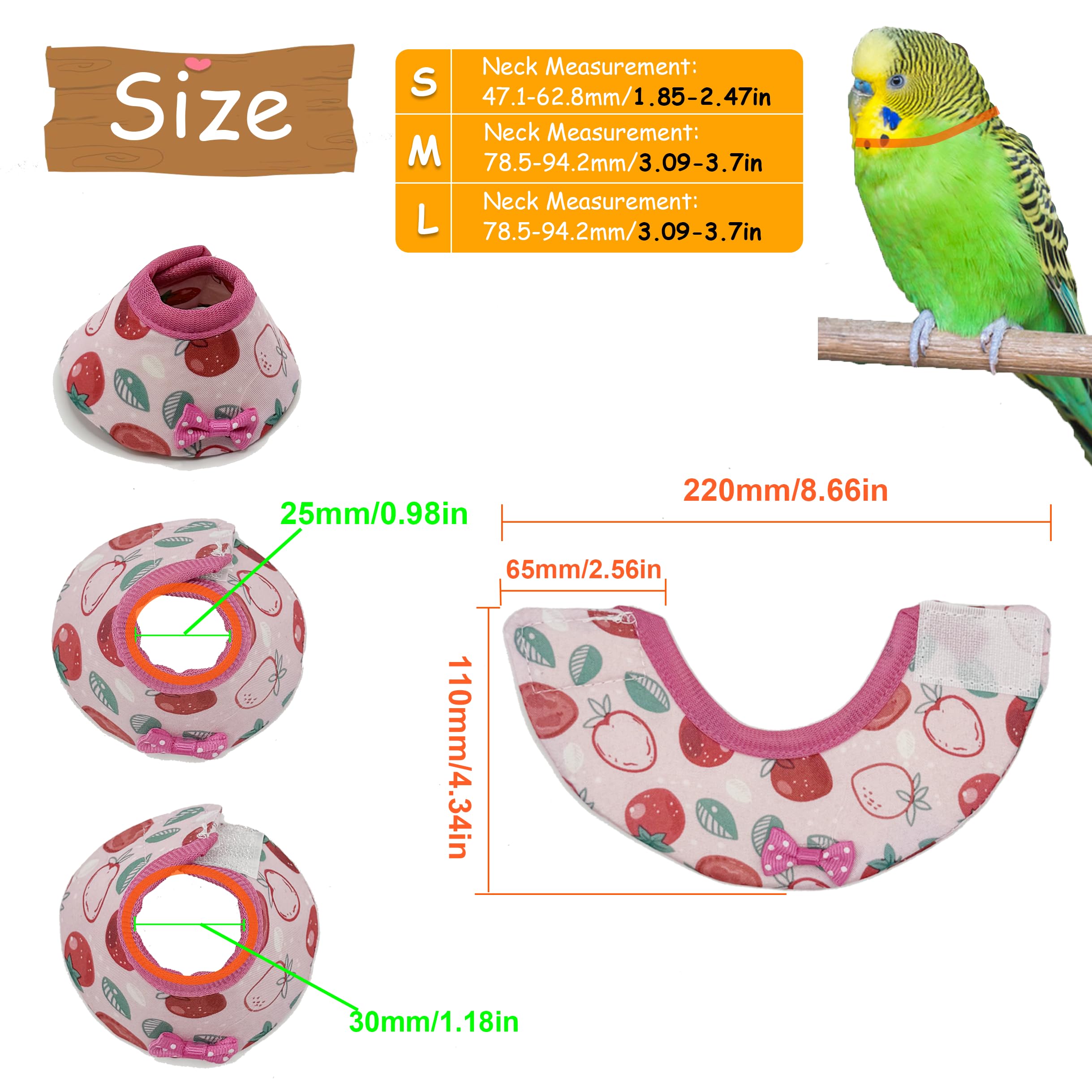 NABOO 4PCS Birds Anti-bite Elizabethan Collars, Anti-Grab Feather Plucking,Recovery Collar Cones,Adjustable Neck Cone,Large, Yello,Blue,Pink