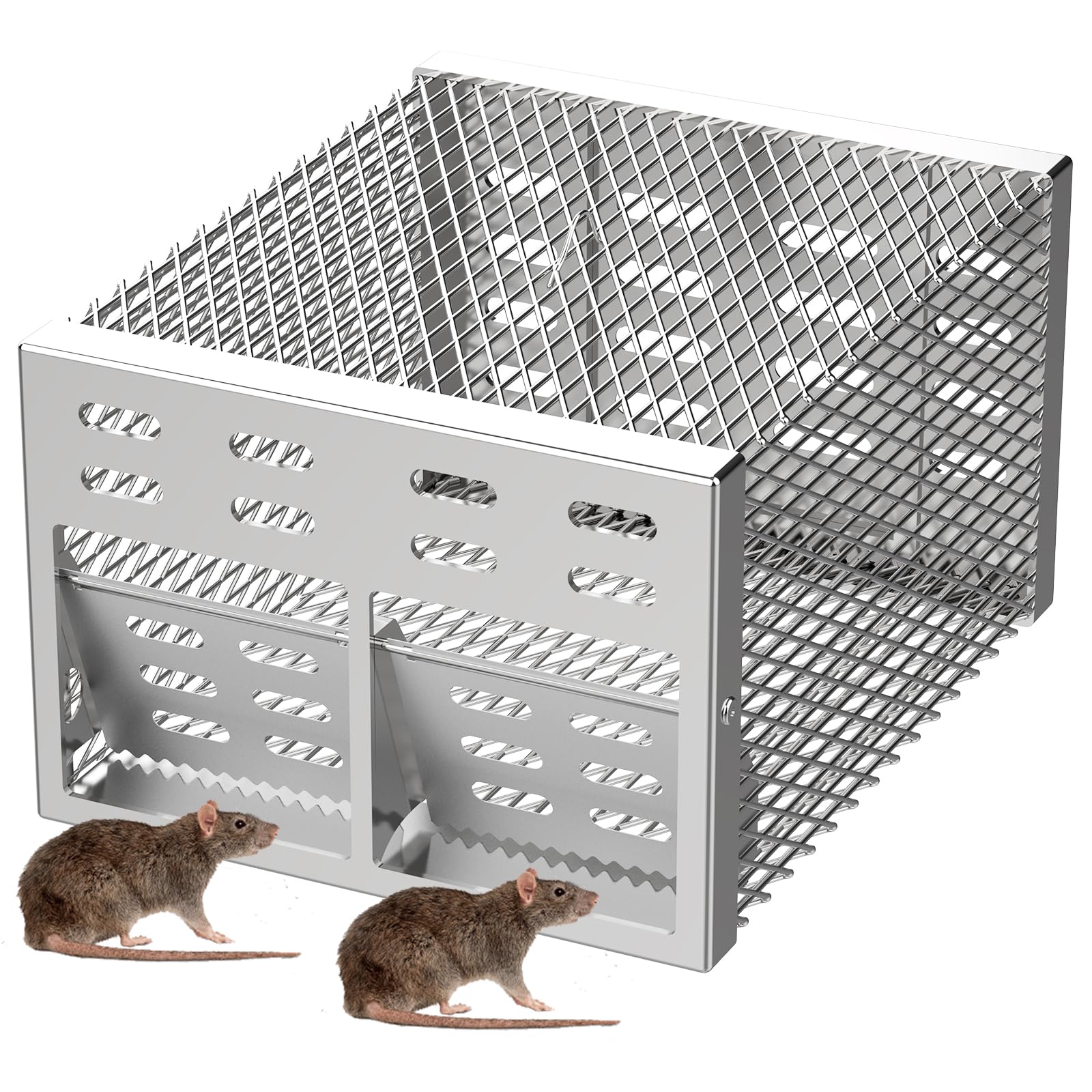 WHJIACHU Rat Trap, Humane Mouse Trap with Double-Opening One-Way Door Design, Automatic Continuous Cycle Mouse Trap, Suitable for Indoor and Outdoor Use, for Capturing or Releasing Rodents