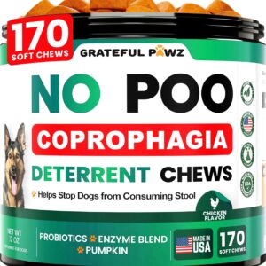 No Poo Chews for Dogs - 170 Chews - Coprophagia Stool Eating Deterrent for Dogs - Prevent Dog from Eating Poop - Stop Eating Poop for Dogs Supplement - Probiotics & Digestive Enzymes