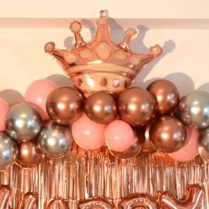 Rose Gold Birthday Decorations for Women, Girls Birthday Princess Party,Happy Birthday Banner,Pink Gold Bachelor Party Balloon Happy Birthday Decoration Party Supplies (rose gold)