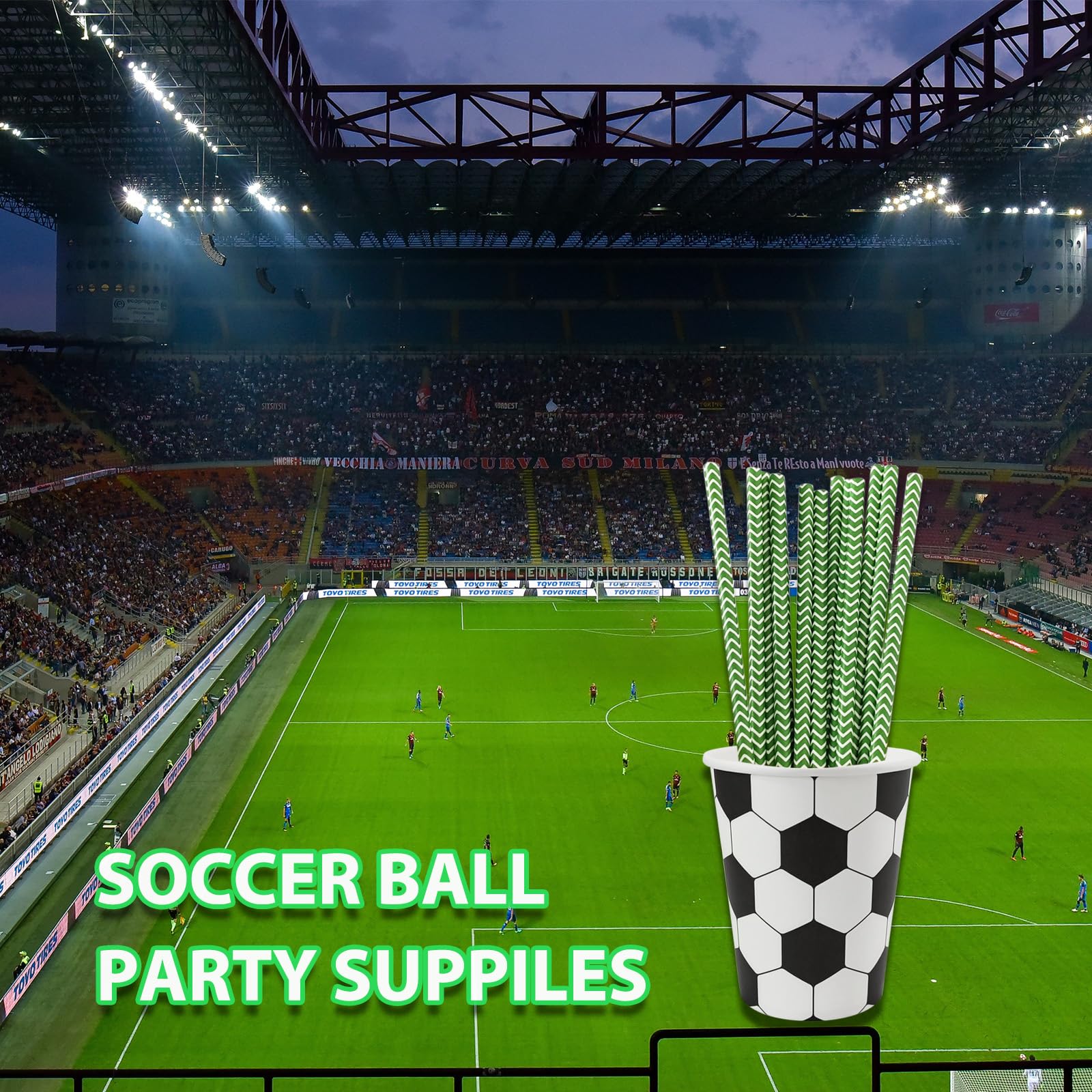 EaciTown Soccer Themed Party Cups 9OZ Paper Soccer Ball Pattern Drinking Cups Soccer Birthday Party Favors Soccer Baby Shower Supplies (30), Standard