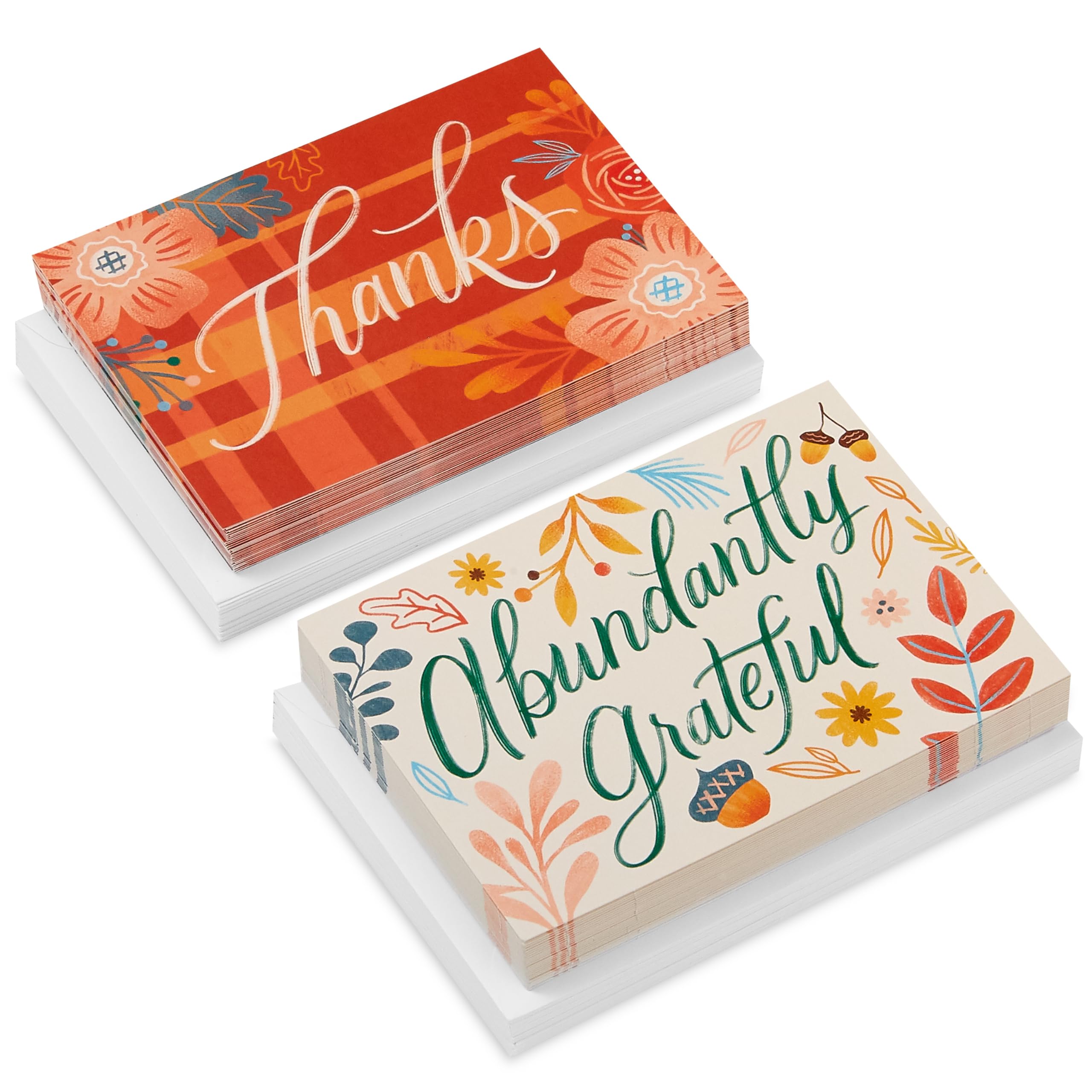 Hallmark Fall Floral Thank You Note Card Assortment (50 Cards with Envelopes) for Weddings, Teachers, Clergy, Bosses, Thanksgiving