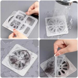 20PCS Shower Drain Hair Catcher - 4" X 4" Disposable Shower Drain Cover Hair Catcher Shower Drain Mesh Stickers, Bathroom, Laundry, Bathtub, Kitchen, Sink, for Human and pet Hair