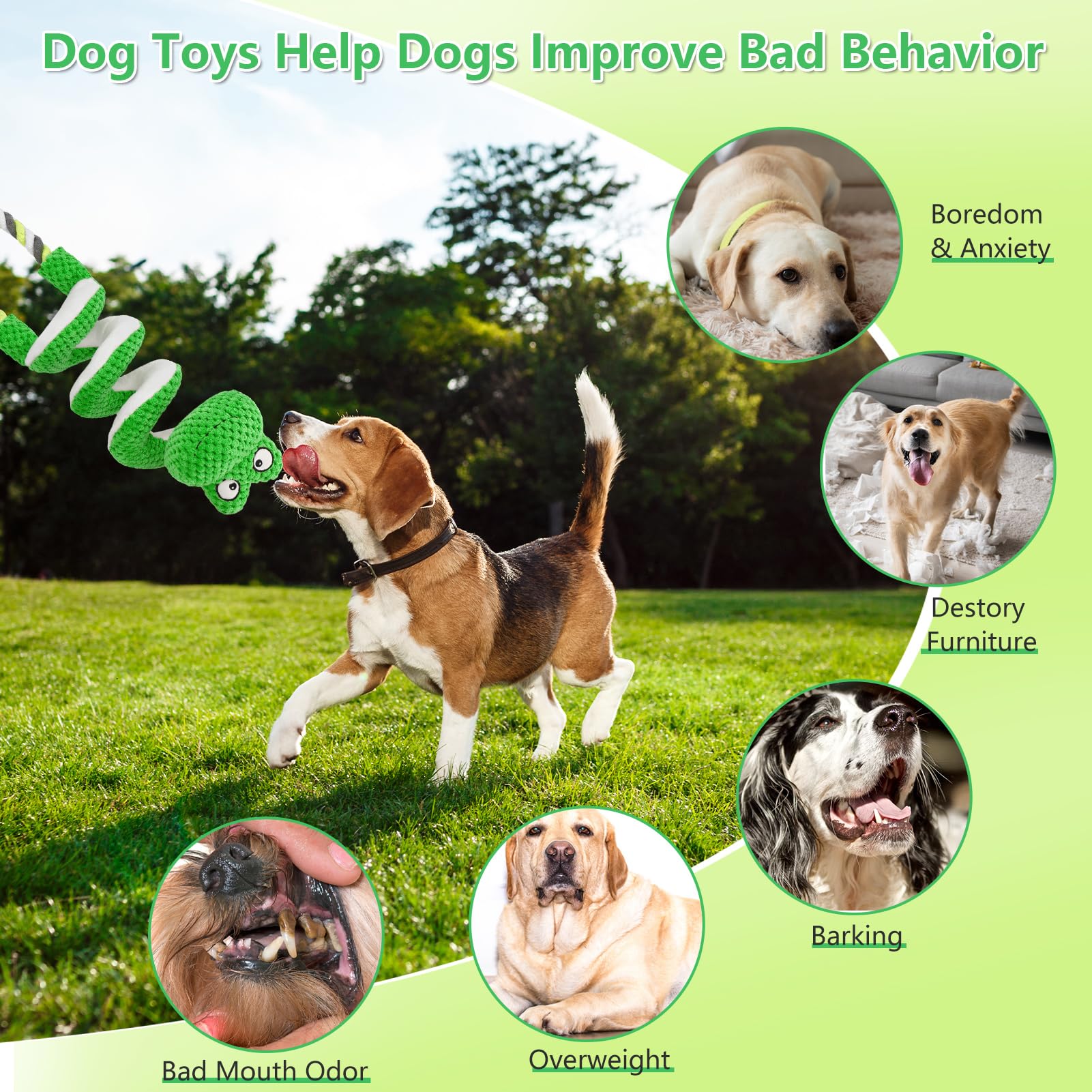 Letsmeet Interactive Squeaky Dog Toys with Pull Rope, Large Dog Tug of War Toy, Plush Puppy Chew Toys for Dental Health, Great for Small, Medium and Big Dogs