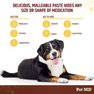 Pet MD Wrap-A-Pill with Dog Probiotics - Pill Wrap for Dogs Medicine - Easy-to-Use Paste to Hide Capsules, Create Pockets and Pill Treats for Dogs - Cheese & Bacon (4.2oz)