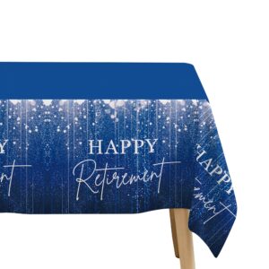 Xenorik Blue Retirement Party Tablecloth Decorations - Disposable Happy Retirement Party Supplies for Men Women Table Cover, Retirement Table Decorations Table Cloth - 3 Pack (54in x 108in)