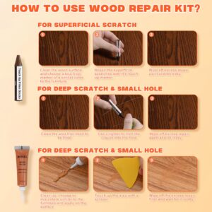 Furniture Repair Kit,12 Colors Wood Filler Sticks -Repair Scratch, Cracks, Hole, Restofinisher Wooden Door, Floor, Table, Cabinet -Restore Any Wood, Oak, Walnut