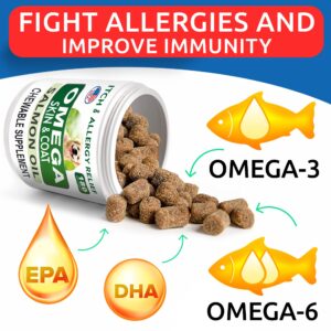 BARK&SPARK Omega 3 for Dogs - 160 Fish Oil Treats for Dogs - Skin and Coat Supplement - EPA & DHA Fatty Acids - Canine Salmon Oil - Anchovy