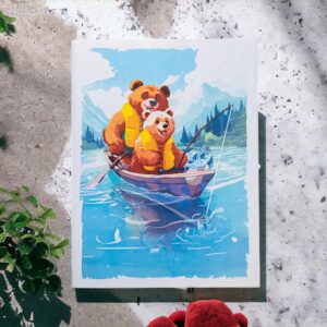 Rykamia Fishing Card, Blank Bear Fishing Card, Fishing Fathers Day Card, Fishing Birthday Card For Men, Fishing Graduation Card, Fishing Greetings Card