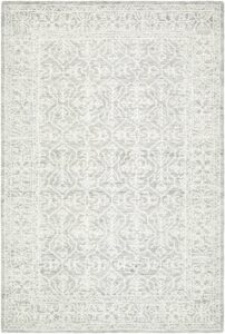 hauteloom yadid wool living room, bedroom area rug - traditional - light silver, off white, silver gray - 6' x 9'