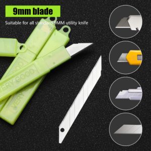 LZLRUN 9mm Knife Replacement Blades, Utility Knife Blades, Snap Off Blades for 9MM Universal Knife, Stainless Steel Blades Use in Office, Home - 100PCS (30 degree -Stainless Steel)