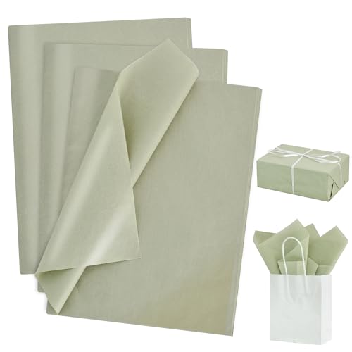 BEISHIDA 100 Sheets Sage Green Tissue Paper, Wrapping Paper, Tissue Paper for Gift Bags, 14"x20"Gift Wrap Tissue Paper Bulk for DIY Crafts Gift Wrapping Birthday Wedding Holiday Paper Flowers