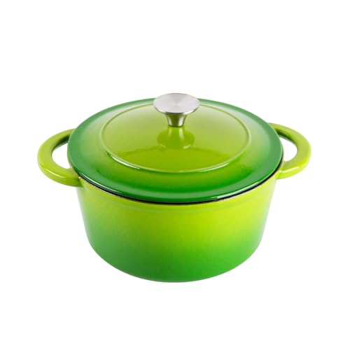 2.6 ​QT Enameled Dutch Oven Pot with Lid, Cast Iron Dutch Oven with Dual Handles for Bread Baking, Cooking, Non-stick Enamel Coated Cookware (Apple Green)