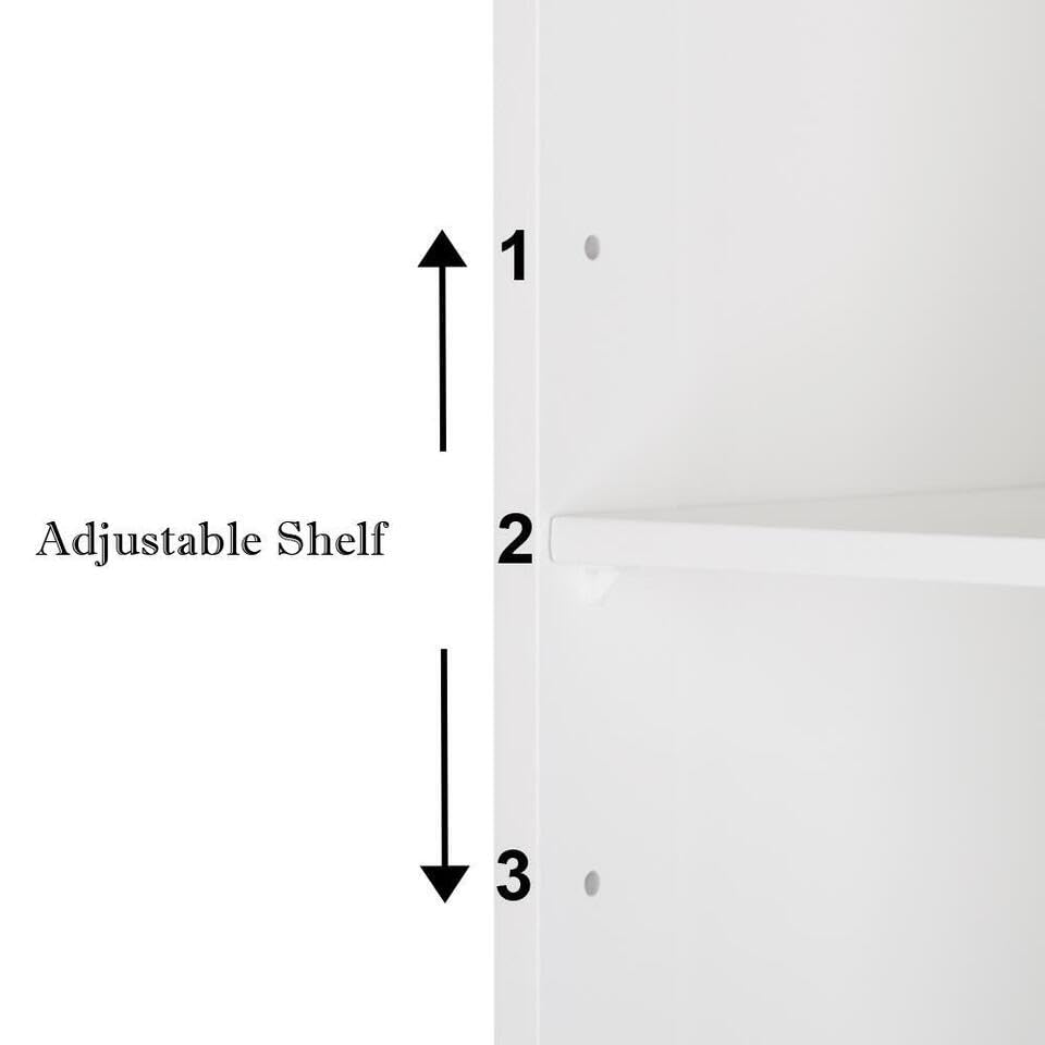 GeRRiT Home Bathroom Wall Mount Cabinet Storage Shelf Over Toilet w/Mirror Door, White, RXER001