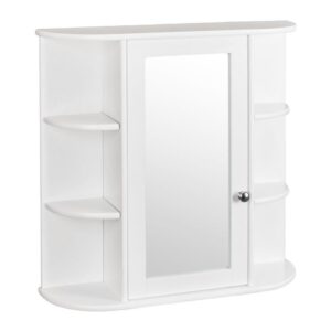 GeRRiT Home Bathroom Wall Mount Cabinet Storage Shelf Over Toilet w/Mirror Door, White, RXER001