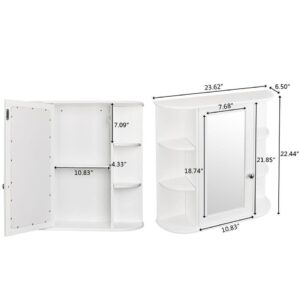 GeRRiT Home Bathroom Wall Mount Cabinet Storage Shelf Over Toilet w/Mirror Door, White, RXER001