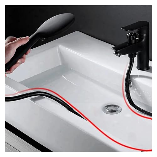 Kitchen Tap Bathroom Basin 2 in 1 Faucet, Brass Handheld Toilet Bidet Faucets, Sprayer Cold and Hot Water Mixer Bathtub Tap with Shower Set (Color : Nero, Size : G1/2),Kitchen faucets