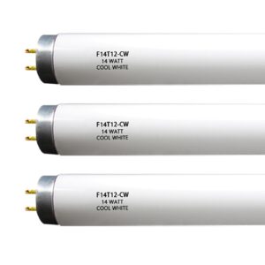 f14t12 cw 15 inch 14 watt t12 cool white fluorescent bulb,replacement for philips 141507,sylvania,satco s26561,t12 linear tube,g13 base,4100k 3 pack