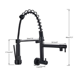 ZCERA Matte Black Spring Kitchen Faucet Pull Down Sprayer Single Cold Water Mixer Wall Mounted Faucet 360 Rotation Kitchen Faucets (Color : Brushed Nickel)