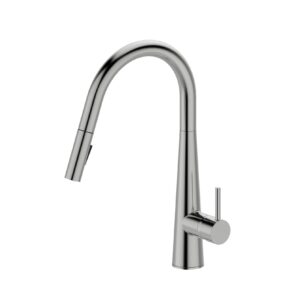 Bath Royale Modern Kitchen Faucet with Pull Out Spray - Single Control, All Metal, Stainless Steel