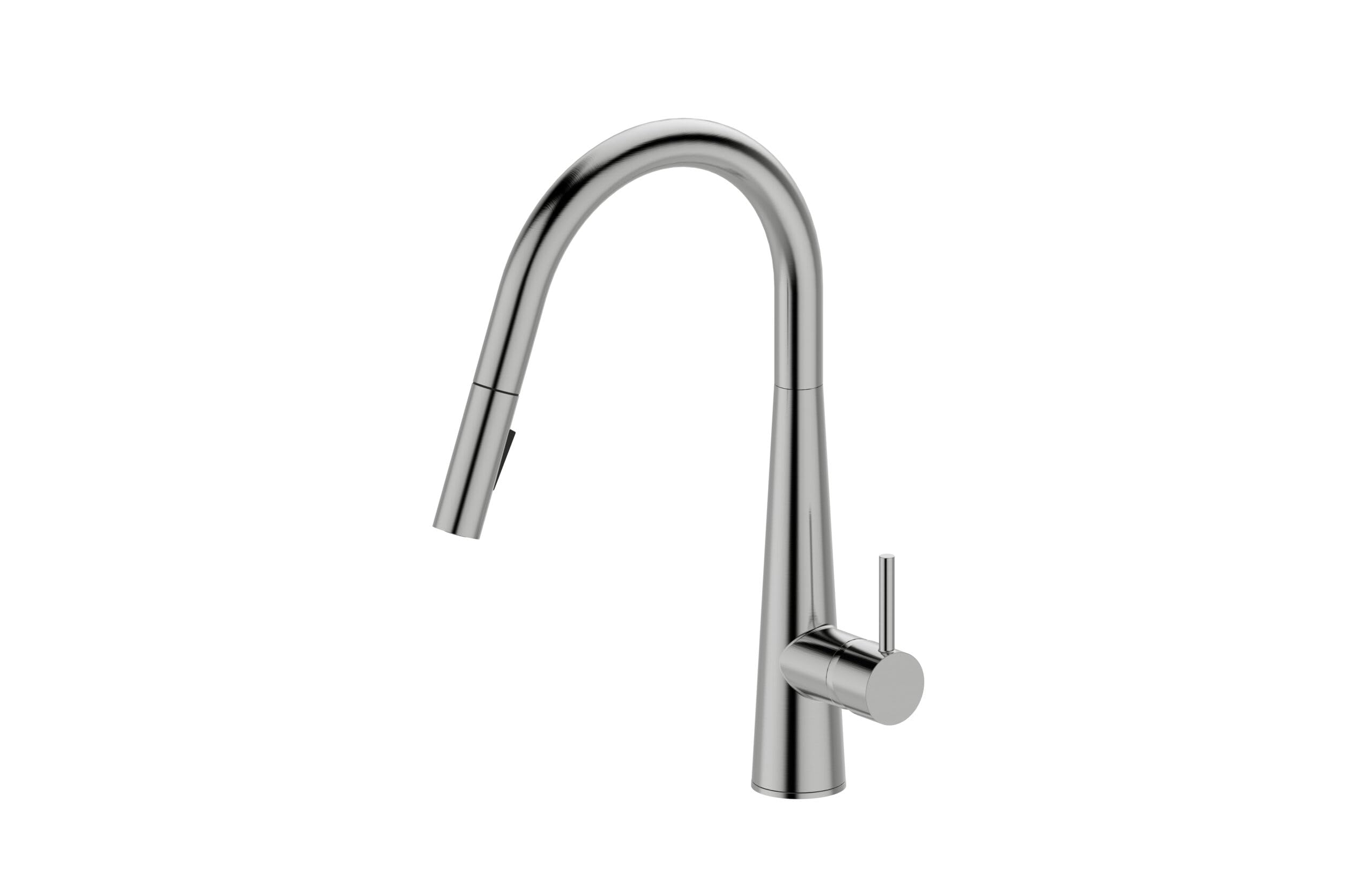 Bath Royale Modern Kitchen Faucet with Pull Out Spray - Single Control, All Metal, Stainless Steel