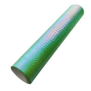 HYANG Green Holographic Iridescence Crocodile Texture PU Faux Leather Roll 12 "x 53" Very Suitable for Making Crafts, Leather Earrings, Holiday Decor, Different DIY Projects, Handbags