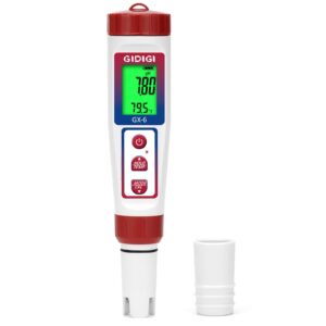 gidigi digital ph salinity tester, 6 in 1 salt ph tds ec temp orp meter, multifunction ph tester for aquariums pools, spa, hot tub, hydroponic, drinking water, home brewing etc