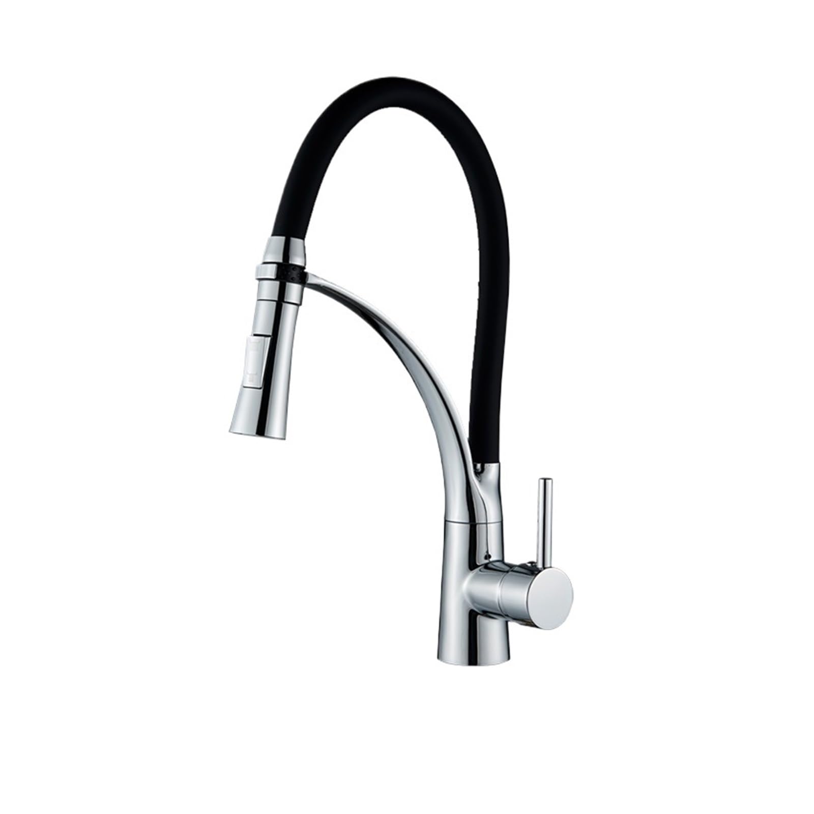 Rubber Kitchen Sink 360 Degree Swivel Pull-Down Sprayer hot and Cold Water Mixing Faucet (Color : Chrome)