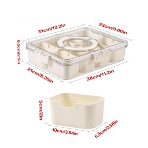 Amaviva Divided Serving Tray with Lid and Handle, Snack Box Container for Portable Snack Platters, Storage Organizer for Fruit, Veggie, Snack, Candy-Perfect for Party, Travel, & Picnic