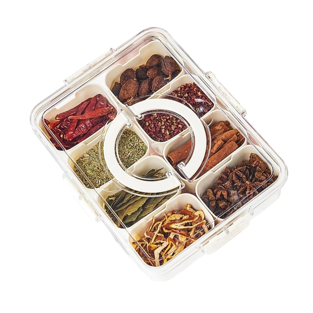 Amaviva Divided Serving Tray with Lid and Handle, Snack Box Container for Portable Snack Platters, Storage Organizer for Fruit, Veggie, Snack, Candy-Perfect for Party, Travel, & Picnic