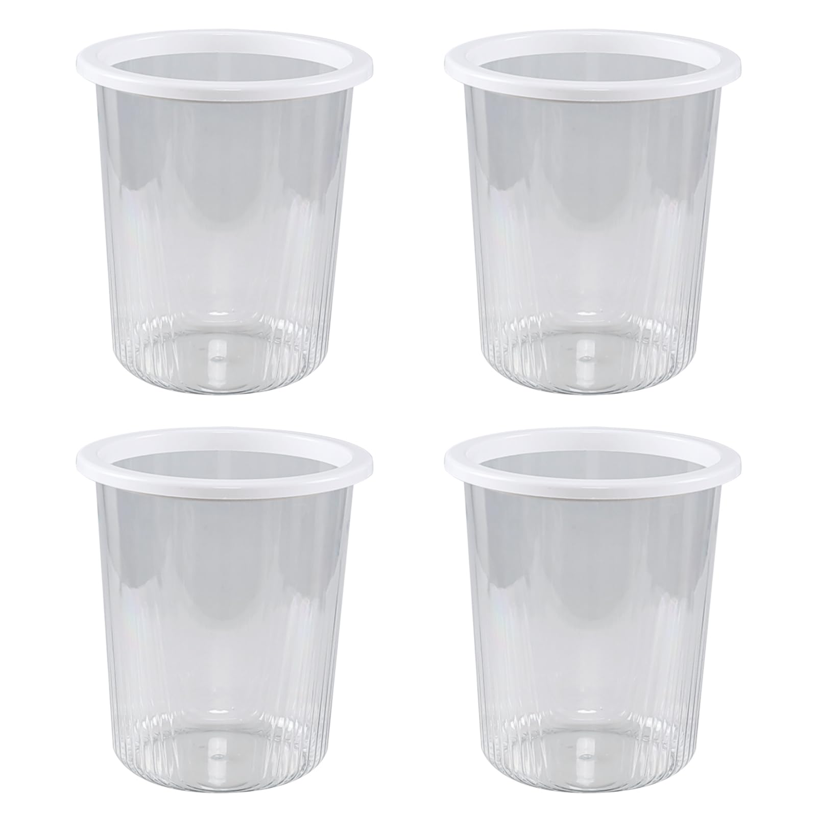 Callyne 2.6 Gallon Acrylic Clear Round Plastic Bathroom Garbage Can, 4 Pack Plastic Small Wastebasket for Multipurpose