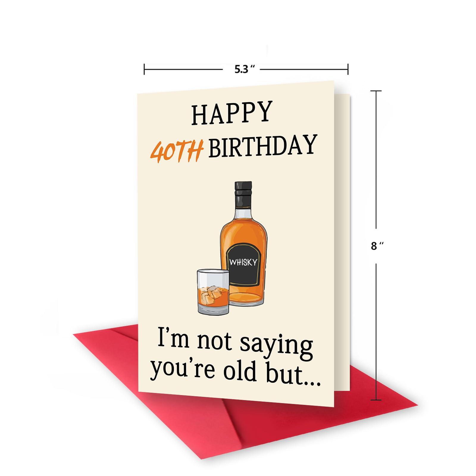 Zyulin Funny Whiskey 40th Birthday Card, 40th Birthday Gifts Women Men, Unique 40th Birthday Decorations for Him Her, Happy 40 Year Old Birthday Card Gift for Husband Wife