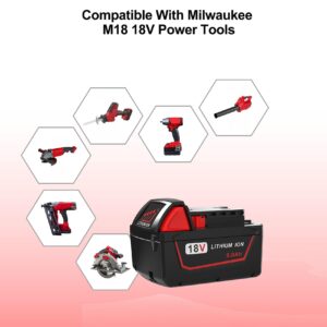 5.0Ah 18V Battery Replacement for Milwaukee M18 18V Battery and Charger Combo,Compatible with Milwaukee M18 Cordless Power Tool 48-11-1850 48-11-1860 and 48-59-1812 Charger