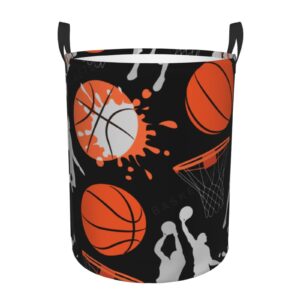 gbuzozie sport basketball pattern round laundry hamper storage basket toys clothes organizer bin for home bathroom bedroom dorm nursery, 62l