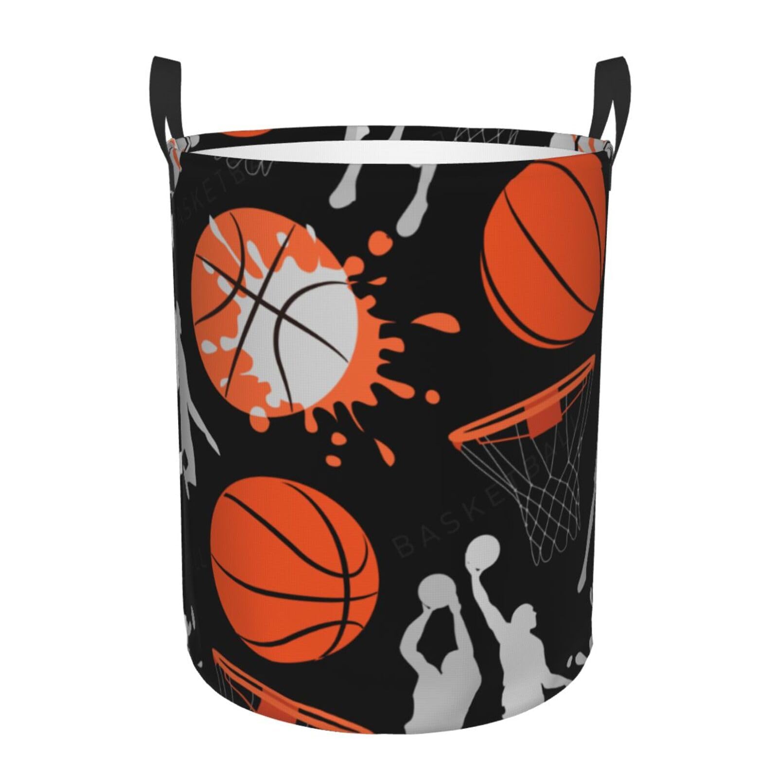 Gbuzozie Sport Basketball Pattern Round Laundry Hamper Storage Basket Toys Clothes Organizer Bin For Home Bathroom Bedroom Dorm Nursery, 62l