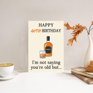 Zyulin Funny Whiskey 40th Birthday Card, 40th Birthday Gifts Women Men, Unique 40th Birthday Decorations for Him Her, Happy 40 Year Old Birthday Card Gift for Husband Wife