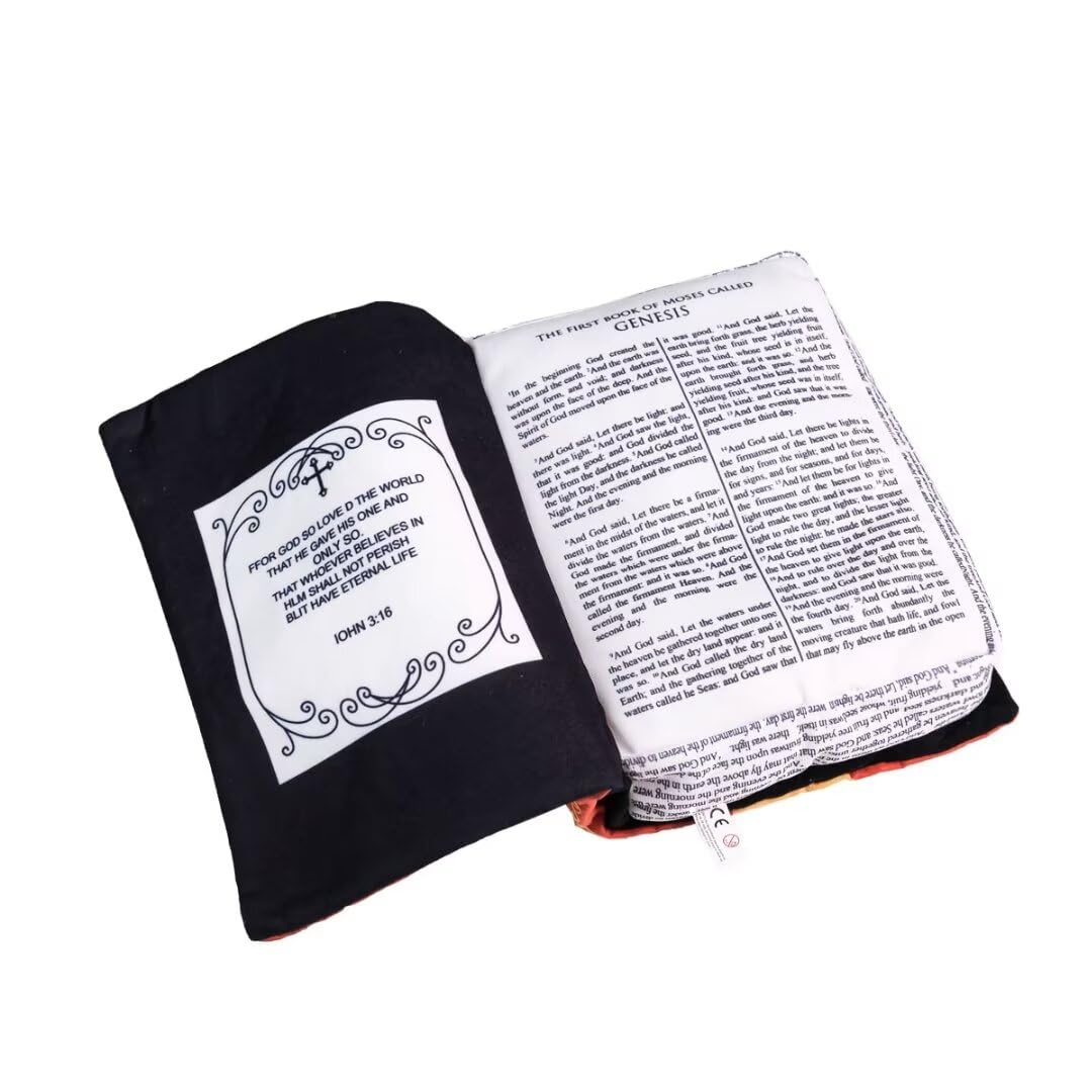 ZIGFRUIT Bible Pillow Book Plush,Holy Bible Pillow,Bible Plush That Opens Stuffed Pillow Novelty Throw Cushion Stuffed Animal Toy