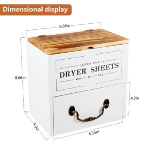 CXCVENY Dryer Sheet Container for Laundry Room Organization, Dryer Sheet Holder with Drawer and Lid, Wood Dryer Sheet Dispenser Container for Dryer Sheets, Laundry Pods, Dryer Balls