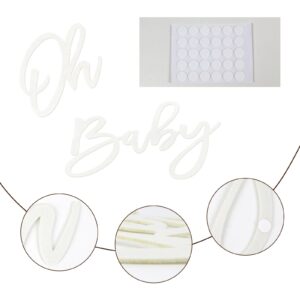 MASTRON Oh Baby Sign for Baby Shower Backdrop - Felt Oh Baby Sign Party Banner Boy Girl Baby Shower Decorations Gender Reveal 1st Birthday Party Photography Background - White