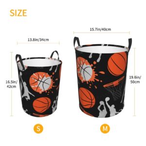 Gbuzozie Sport Basketball Pattern Round Laundry Hamper Storage Basket Toys Clothes Organizer Bin For Home Bathroom Bedroom Dorm Nursery, 62l