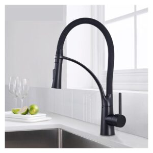 Rubber Kitchen Sink 360 Degree Swivel Pull-Down Sprayer hot and Cold Water Mixing Faucet (Color : Chrome)